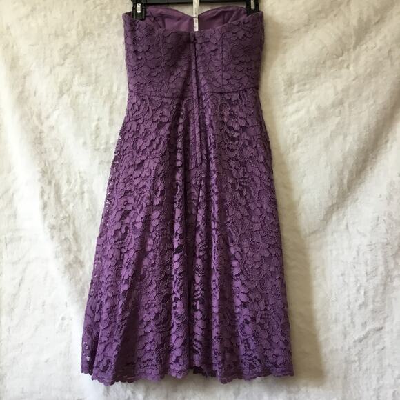 David's Bridal Dark Purple Strapless Lace Dress - Picture 9 of 14